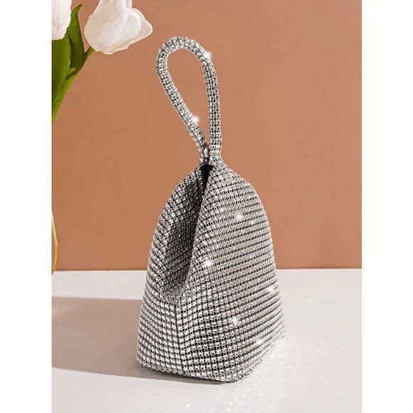 ✨ Glitter Decor Sparkly Shiny Bling Evening Party Purse Clutch Wristlet Bag NEW - Picture 4 of 17